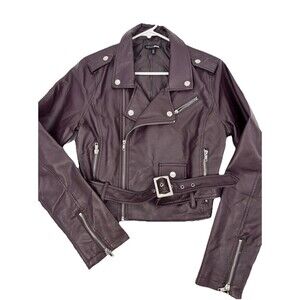 Fashion Nova Faux Leather Jacket Dark Purple Women's Large Moto